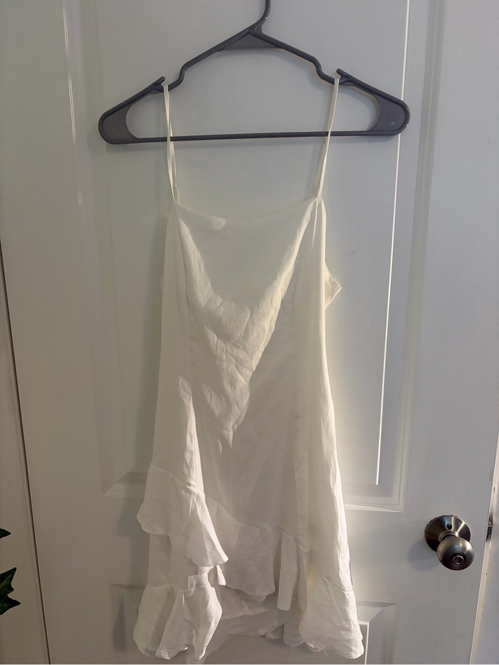 Francesca's Collections White Slip Dress with Ruffle Hem